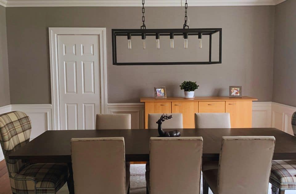 Dining room renovation with modern design and sophisticated furniture